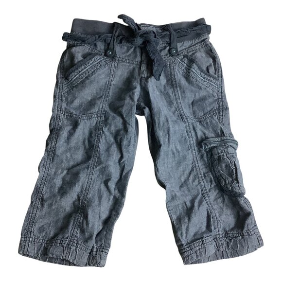 Faded Glory Girls Blue Cotton Cargo Pants Size 7 Adjustable Waist Pocket Design - Picture 1 of 14